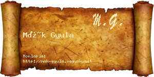 Mák Gyula névjegykártya